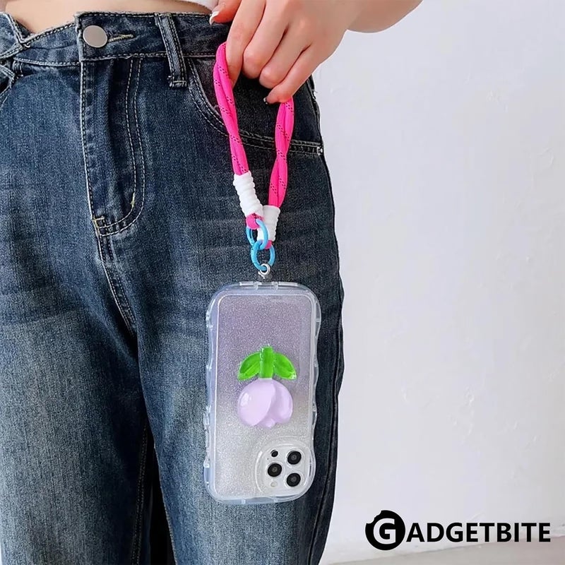 GadgetBite Phone Lanyard for iPhone Sling Hanging Chain Wrist Rope Multipurpose Hand Wrist Strap Cord Universal Anti-Lost Lanyard for Mobile Secure and Stylish - Neon Pink and White - Image 4