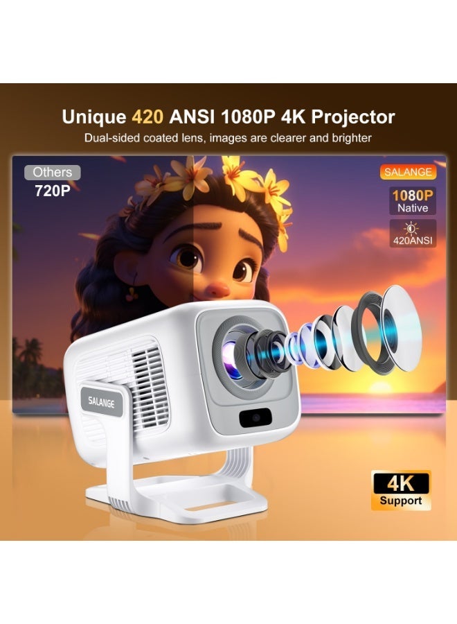 Salange HY260Max Portable Projector, 4K 420ANSI WiFi 6 Auto Focus, Android 11 Projector Support Full HD 1080P Home Outdoor Cinema - Image 2