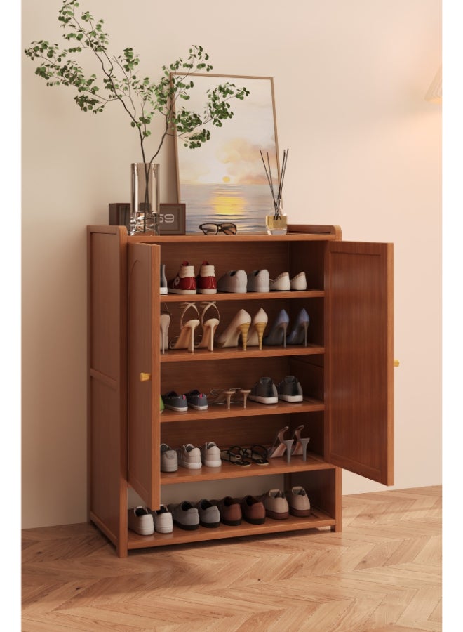 BEST ONE Practical and Stylish Shoe Storage Cabinet Ideal for Maintaining an Organized, Neat, and Attractive Living Space 60x33x82cm Brown 2 Door 6 Layer - Image 1