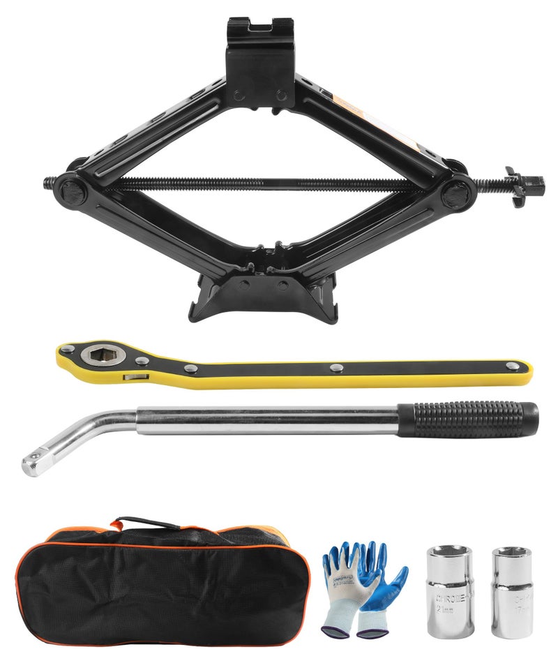 Bylikeho Scissor Jack Lift 2 Ton Car Tire Jack Tool Universal Emergency Kit with Lug Wrench Portable Tire Changing Kit for Car Truck SUV