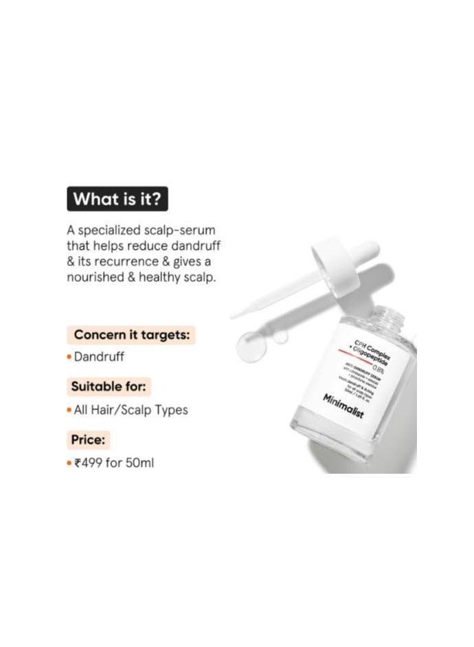 منيماليست سيروم مضاد لقشرة الشعر لفروة الرأس | علاج ما قبل الشامبو بمركب سي بي إتش وأوليغوببتيد 0.8% | مع جزيء إليستاب المتطور المضاد للقشرة | للنساء والرجال | 50 مل - Image 2