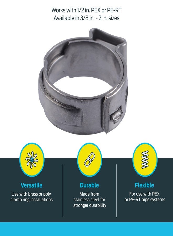 شارك بايت حلقة تثبيت SharkBite مقاس 1/2 بوصة، وصلة سباكة من الفولاذ المقاوم للصدأ، أنبوب PEX، PE-RT، UC953A - Image 3