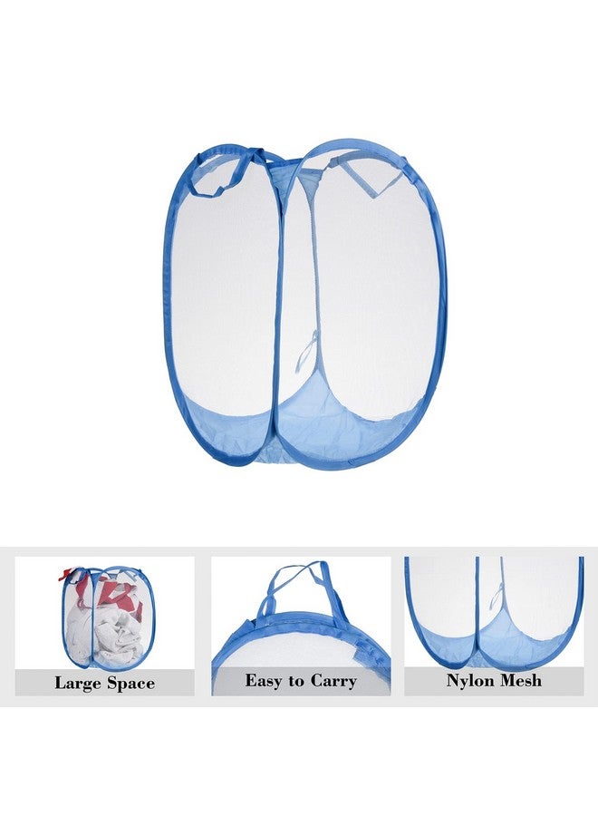 Kuber Industries Laundry Basket | Net Foldable Laundry | Nylon Storage Basket with Handle | Clothes Basket for Home | Hostel | Toy Storage | 20 Liter | Blue - Image 5