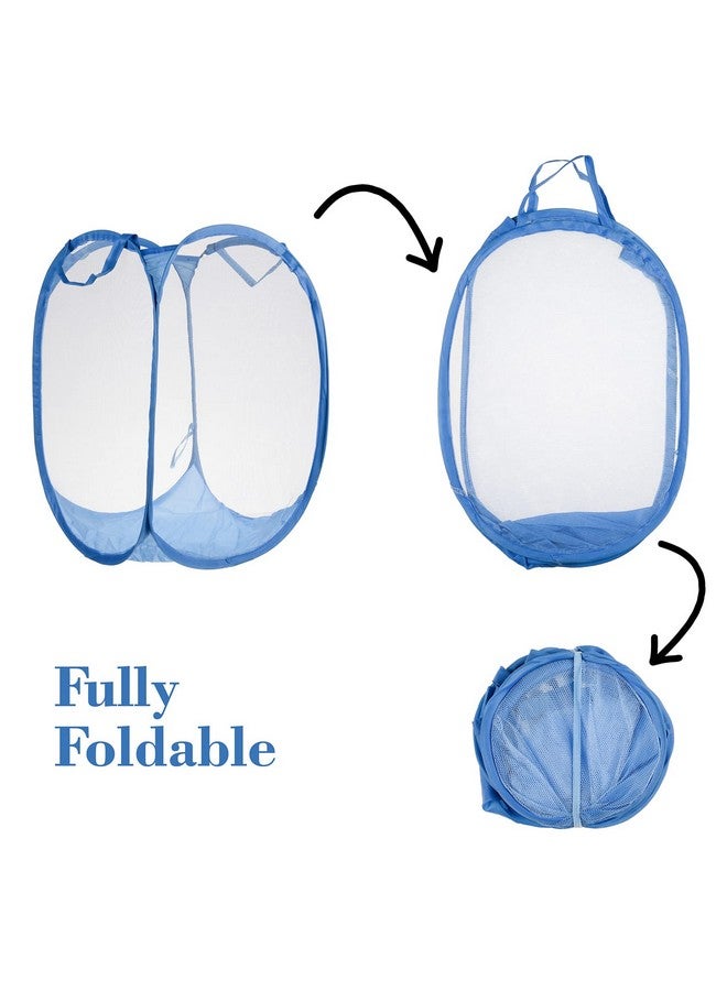 Kuber Industries Laundry Basket | Net Foldable Laundry | Nylon Storage Basket with Handle | Clothes Basket for Home | Hostel | Toy Storage | 20 Liter | Blue - Image 4