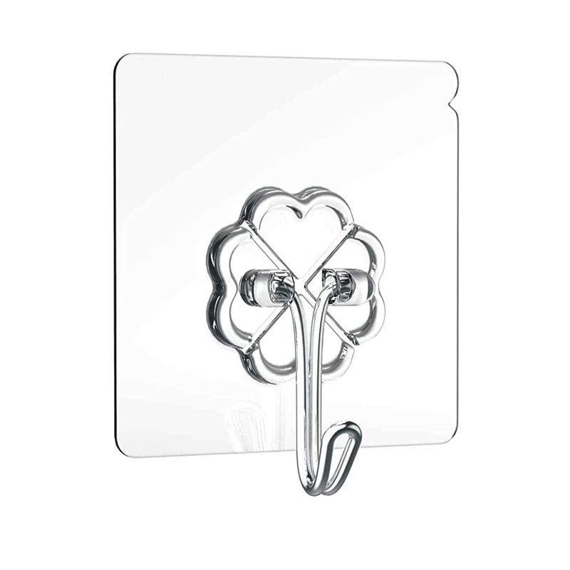 REZDAX Adhesive Hooks for Hanging Heavy Duty Wall Hooks 13.2lbs Self Adhesive Towel Hook Waterproof Transparent Hooks for Keys Bathroom Shower Outdoor Kitchen Door Home Sticky Hooks (12 PCs) - Image 1
