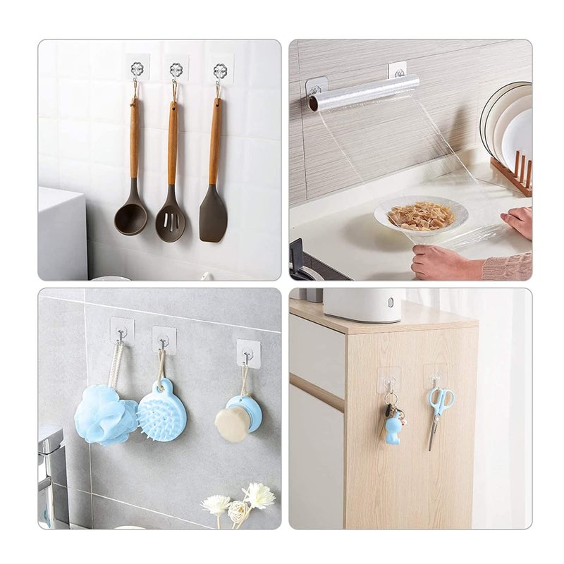 REZDAX Adhesive Hooks for Hanging Heavy Duty Wall Hooks 13.2lbs Self Adhesive Towel Hook Waterproof Transparent Hooks for Keys Bathroom Shower Outdoor Kitchen Door Home Sticky Hooks (12 PCs) - Image 4