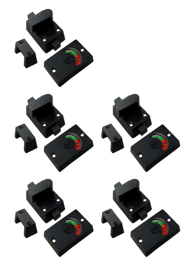 فلاين قطع من أقفال المزلاج المؤشرة، قفل باب من سبائك الزنك مع مؤشر، قفل باب مع مؤشر مزلاج، قفل باب أسود اللون، مناسب للحمامات العامة، يُشير إلى حالة الباب (شاغر/مشغول). - Image 1