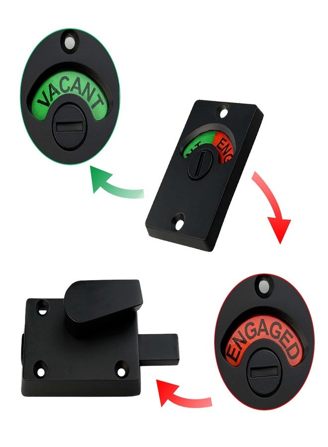 فلاين قطع من أقفال المزلاج المؤشرة، قفل باب من سبائك الزنك مع مؤشر، قفل باب مع مؤشر مزلاج، قفل باب أسود اللون، مناسب للحمامات العامة، يُشير إلى حالة الباب (شاغر/مشغول). - Image 4