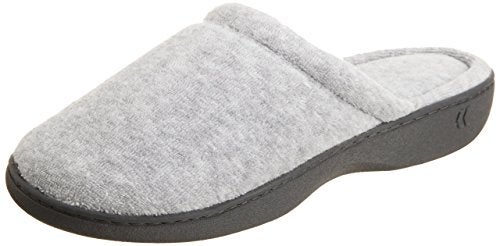 isotoner Women's Indoor/Outdoor Slip-on Secret Sole Clog Slippers with Memory Foam Comfort and Heal Suppport, Heather Grey Rounded, 8.5-9 - Image 1