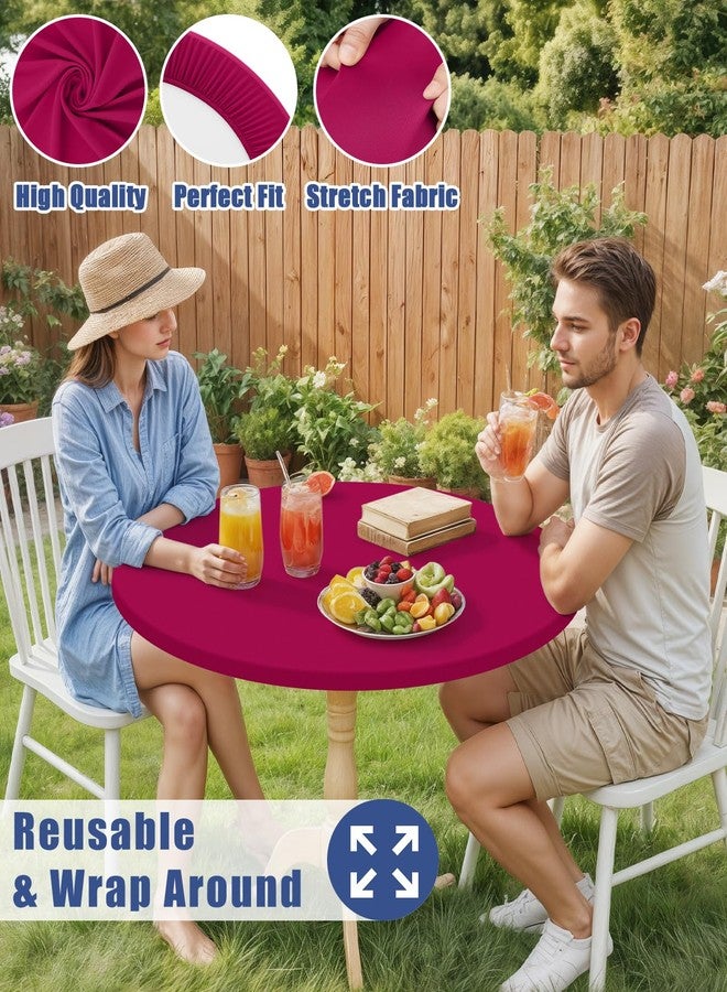 Moosfor Round Spandex Tablecloth, Elastic Fitted Waterproof Tablecloths for 45"-56" Tables, Stretch Washable Picnic Table Cover for Camping, Dining, Indoor and Outdoor, Fuchsia - Image 5