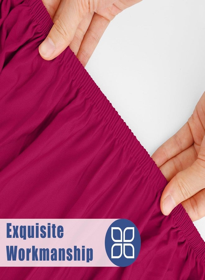 Moosfor Round Spandex Tablecloth, Elastic Fitted Waterproof Tablecloths for 45"-56" Tables, Stretch Washable Picnic Table Cover for Camping, Dining, Indoor and Outdoor, Fuchsia - Image 4