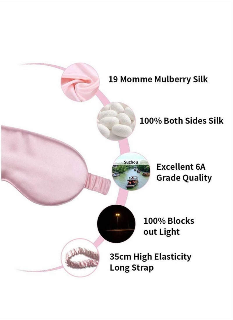 Generic - Sleep Mask, Silk Eye Mask for Sleeping Women/Men/Girls, Both Sides 100% Pure Mulberry Silk Blackout Anti-Allergy Blindfold with Elastic Strap for Full Night's Sleep, Travel and Nap (Pink) - Image 1