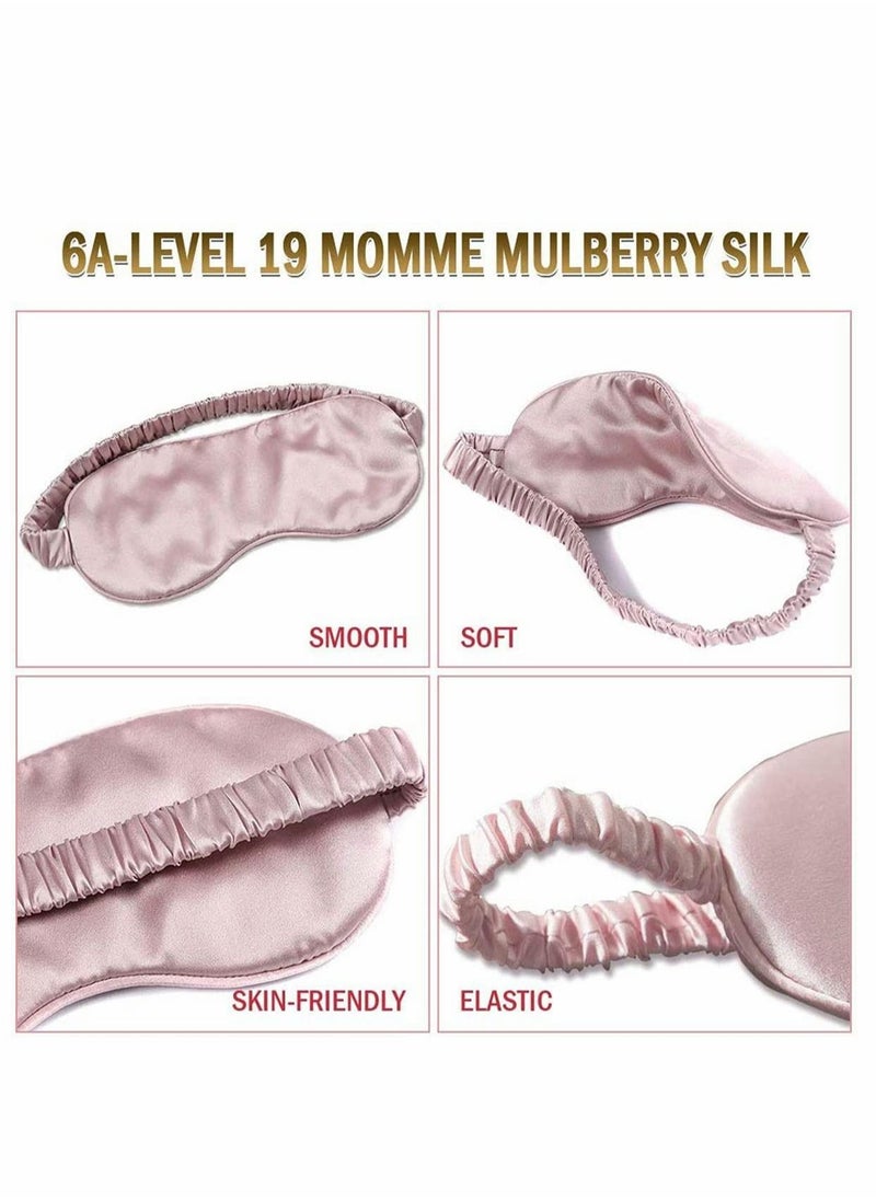 Generic - Sleep Mask, Silk Eye Mask for Sleeping Women/Men/Girls, Both Sides 100% Pure Mulberry Silk Blackout Anti-Allergy Blindfold with Elastic Strap for Full Night's Sleep, Travel and Nap (Pink) - Image 1