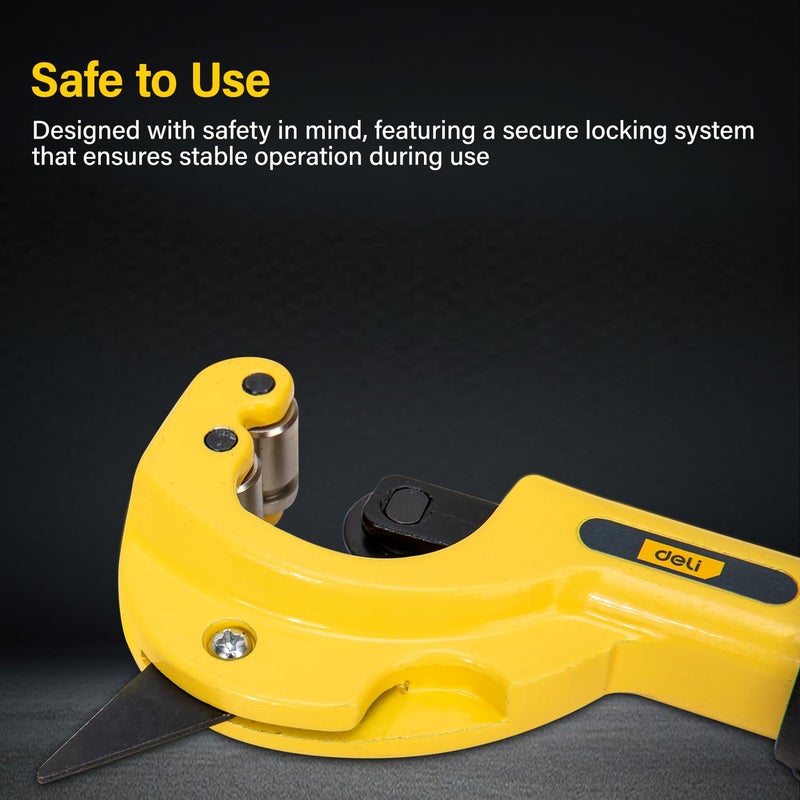 Deli DL2504 Heavy Duty Metal Pipe Cutter 32mm Cutting Capacity Steel Alloy 52-62HRC Hard Blade Ratchet Type Tube Cutters PVC Aluminum Iron Stainless-Steel Pipes Tool for Household and Professional Use - Image 5