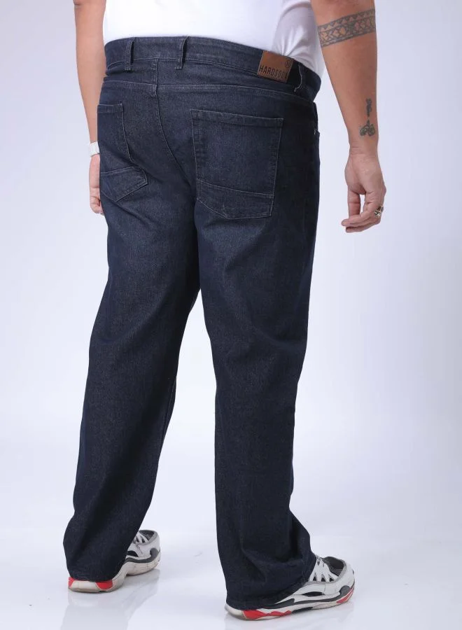 هاردسودا Men Plus Size Vintage Straight Fit Solid Mid-Rise Stretchable Jeans
