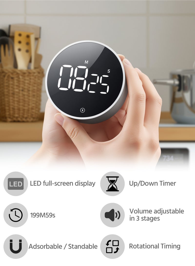 Digital Kitchen Timer For Cooking Big Digits Loud Alarm Magnetic Backing Stand Cooking Timers For Baking Timer Up To 200 Minutes - Image 2