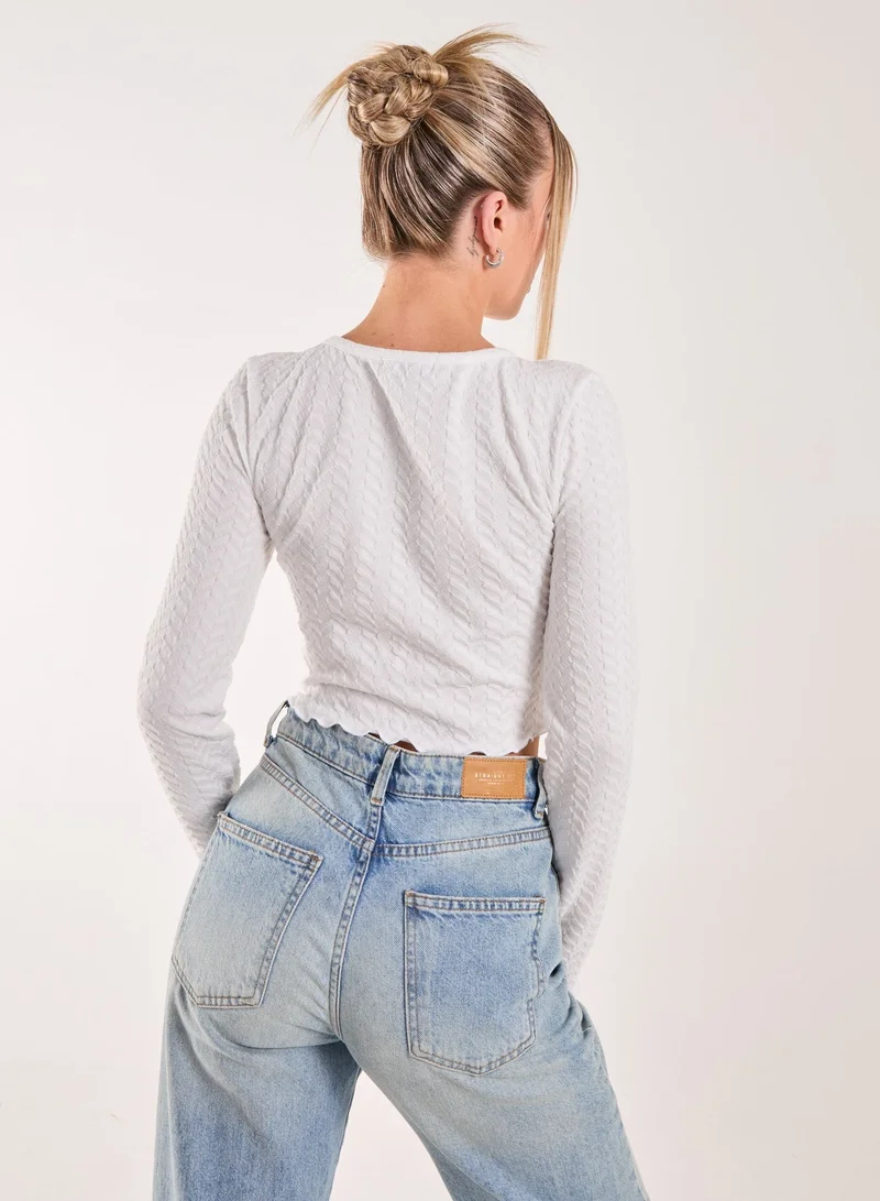 Pink Vanilla Zig Zag Jersey Long Sleeve Top