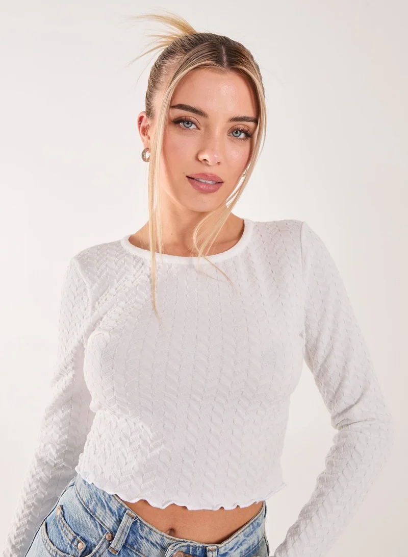 Pink Vanilla  Zig Zag Jersey Long Sleeve Top for Women | Best Price UAE