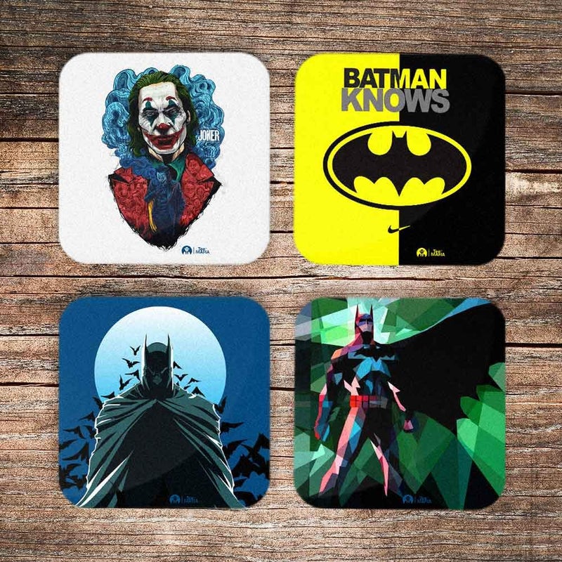 Tee Mafia Tee Mafia Printed Batman MDF Wood Material Tea Coaster for Office Dining Table Multicolour Set of 4 - Image 2
