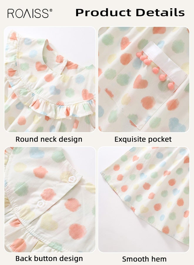 roaiss Girls A Line Dress with Colorful Polka Dots, Round Neck Sleeveless Dress with Side Pockets, Stylish Chic Frock for Girls, Suitable for Daily Wear, Birthday Parties, Wedding or Any Occasion - Image 4