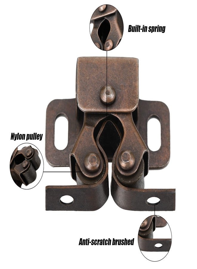 Bonuci 20 Pcs Cabinet Door Latch and Catch Hardware Double Roller Catch Cabinet Latches with Spear Strike for Closet Doors Kitchen (Brown Antique Copper) - Image 4