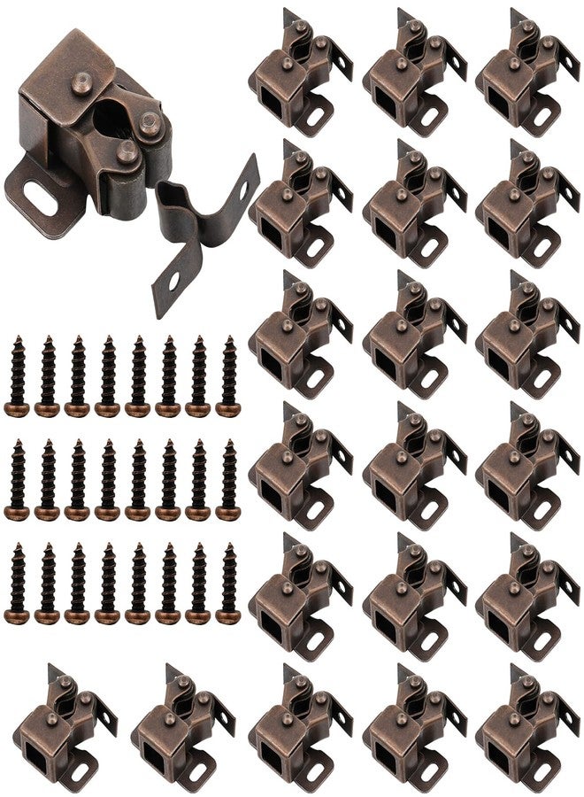 Bonuci 20 Pcs Cabinet Door Latch and Catch Hardware Double Roller Catch Cabinet Latches with Spear Strike for Closet Doors Kitchen (Brown Antique Copper) - Image 1