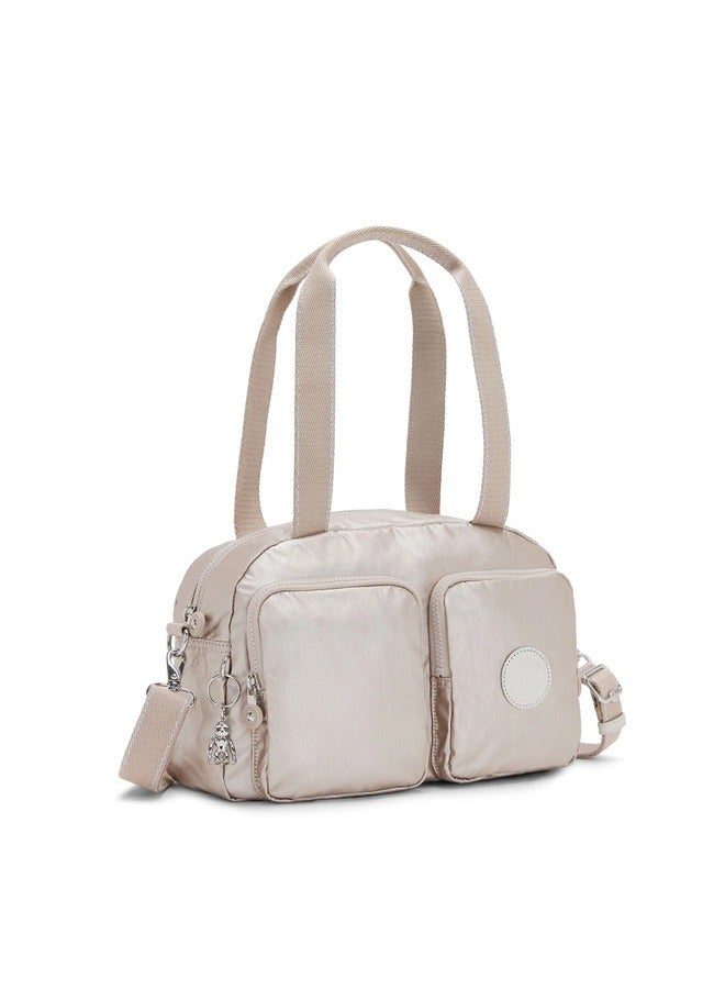 كيبلينغ حقيبة كتف ديفيا متوسطة لامعة معدنية بحزام كتف قابل للإزالة - Image 5