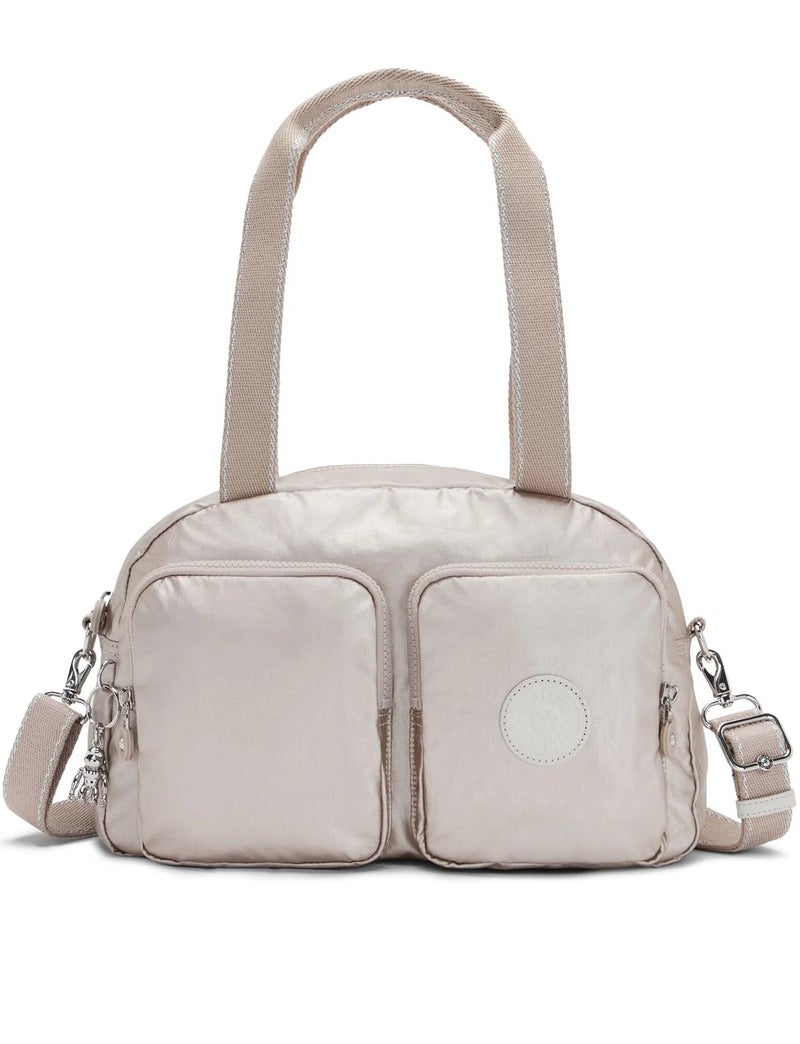 كيبلينغ حقيبة كتف ديفيا متوسطة لامعة معدنية بحزام كتف قابل للإزالة - Image 1