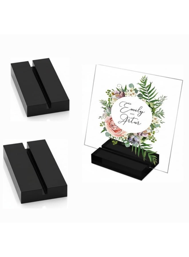 قاعدة تثبيت بطاقات باللون الأسود – حامل عرض واضح لأرقام الطاولات ولافتات الزفاف والصور والقوائم، طقم من قطعتين - Image 1