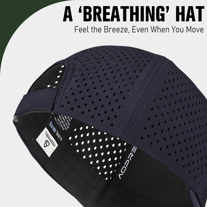 AOPREL Baseball Cap Breathable Mesh Golf Hat Quick Dry Adjustable Baseball Hats for Men and Women Sport Running Workout Navy Blue - Image 3