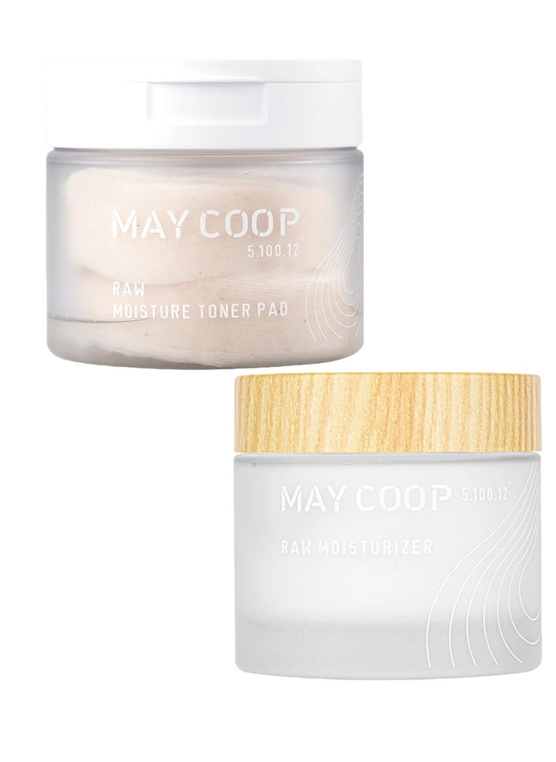 May Coop MAY COOP Raw Moisturizer Face Cream + Raw Moisture Korean Toner Pads 160ml (70 Pads) Bundle  - Image 1