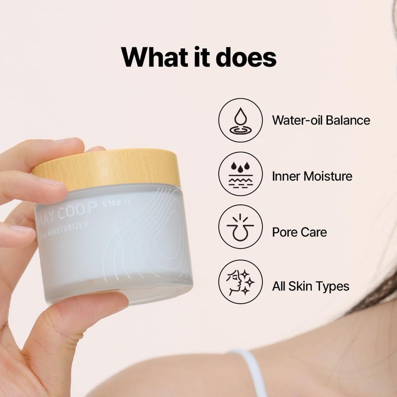 MAY COOP Raw Moisturizer Face Cream + Raw Moisture Korean Toner Pads 160ml (70 Pads) Bundle - Image 4