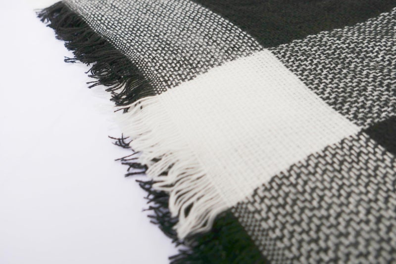 Wander Agio Womens Warm Scarf Triangle Winter Shawls Large Scarves Stripe Plaid Fichu Big Black White 15 - Image 2