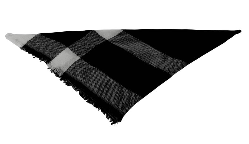 Wander Agio Womens Warm Scarf Triangle Winter Shawls Large Scarves Stripe Plaid Fichu Big Black White 15 - Image 3