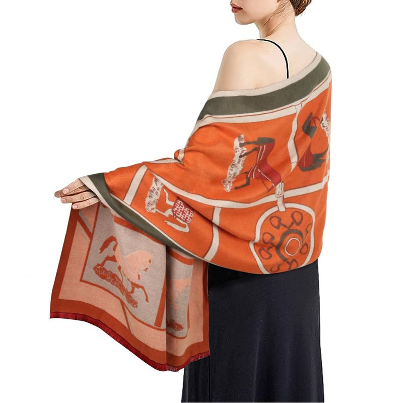 EXTREE Scarfs for Women Pashmina Silky Shawl Wrap for Evening Dressing Blanket Open Front Poncho Cape - Image 3
