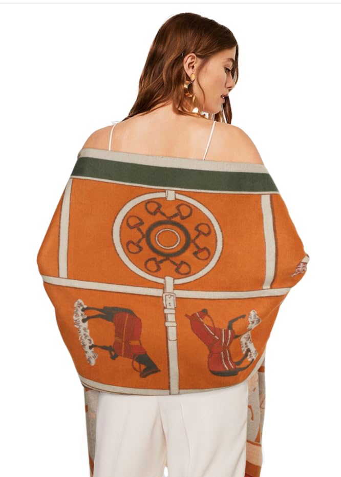 EXTREE Scarfs for Women Pashmina Silky Shawl Wrap for Evening Dressing Blanket Open Front Poncho Cape - Image 4