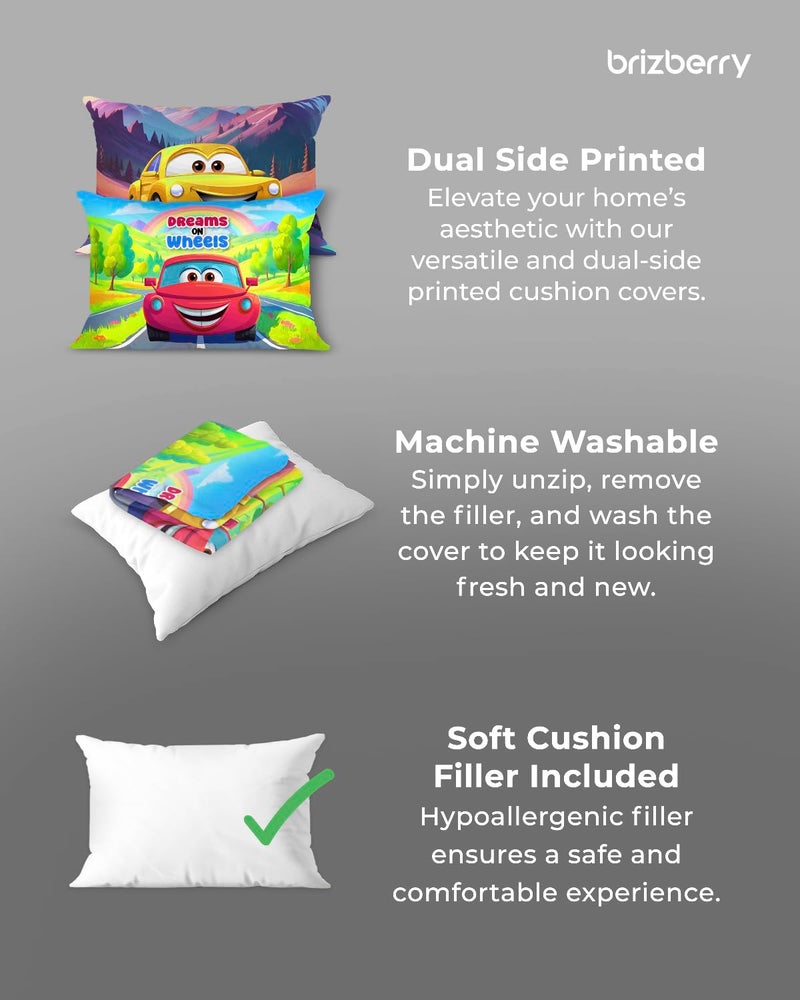 Brizberry® Kids Pillow Cushion with Super Soft Fabric | Animal & Cartoon Prints | 12x18 inches (Design 6) - Image 3