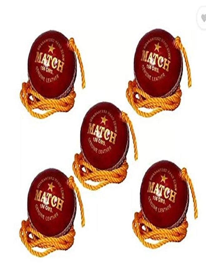 J Marque Club Red Leather Cricket Hanging, Knocking & Practice Ball (Pack of 5) - Image 1