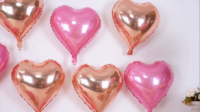 AMFIN (Pack of 10) 18 Inch Heart Foil Balloons - Rose Gold & Light Pink - Image 4