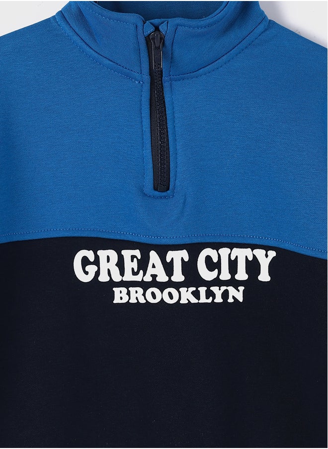 LC WAIKIKI Stand Up Collar Printed Long Sleeve Boys Zippered Sweatshirt  - Image 3