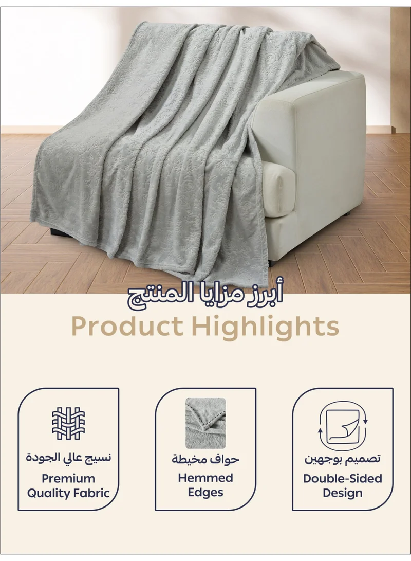 Donetella Ansonia Fleece Blanket, Single Size 170x210 cm, 350 GSM, Floral Texture - Lightweight Ultra Soft & Warm Solid Throw Blanket, Cozy for Sofa, Bed & Couch  | Best Price UAE