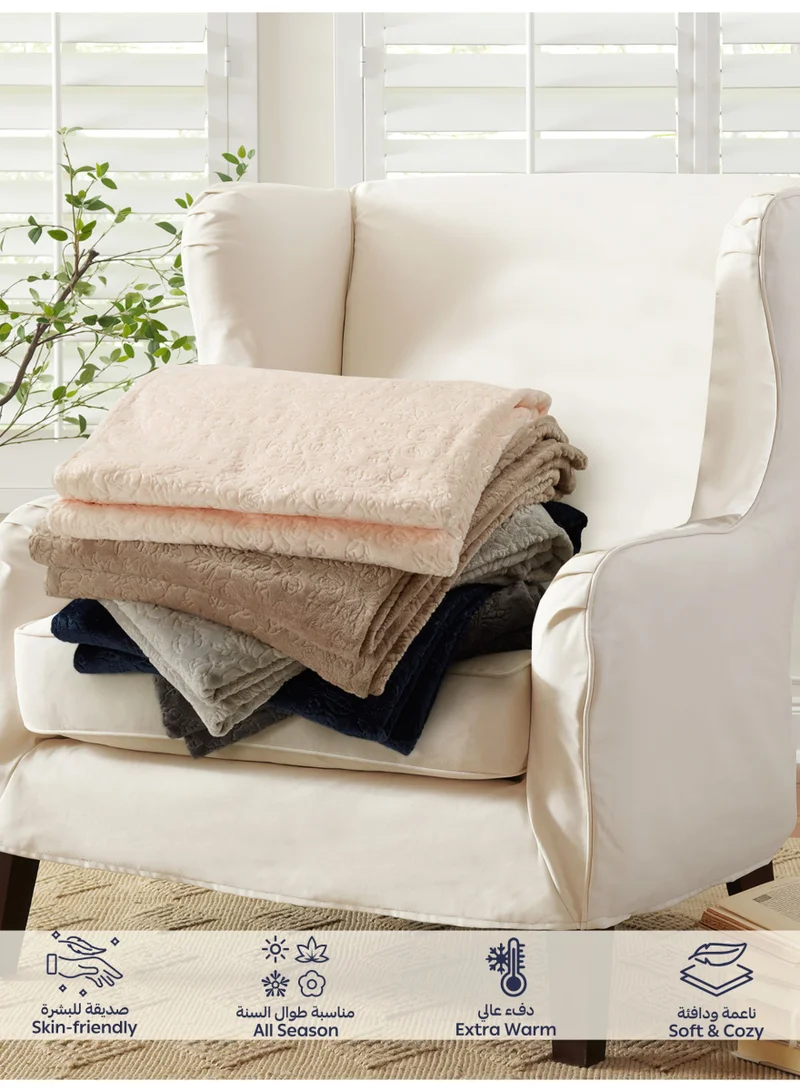 Donetella Ansonia Fleece Blanket, Single Size 170x210 cm, 350 GSM, Floral Texture - Lightweight Ultra Soft & Warm Solid Throw Blanket, Cozy for Sofa, Bed & Couch  | Best Price UAE
