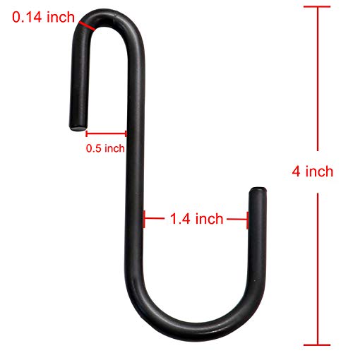YourGift 10 Pack 4 Inch Heavy Duty S Hooks S Shaped Hooks Hanging Hangers Hooks for Kitchen, Bathroom, Bedroom and Office: Pan, Pot, Coat, Bag, Plants (10 Pack/Black/Large) - Image 2
