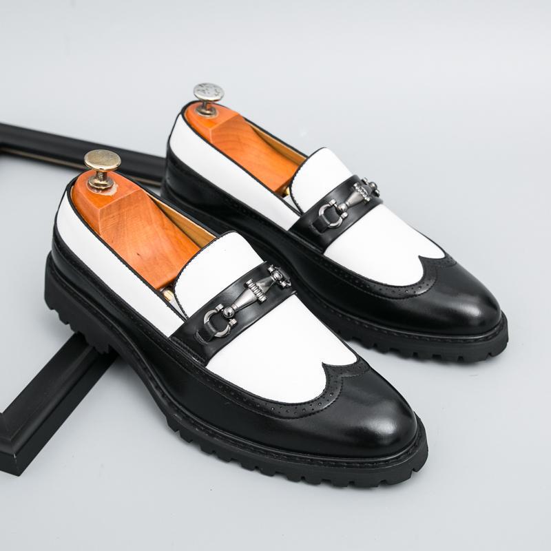 Leather Shoes For Men, Slip-On Slip-Ons, Retro British Slip-On Toe-Toe Loafers, Breathable Casual Large Size Men'S Shoes - Image 1