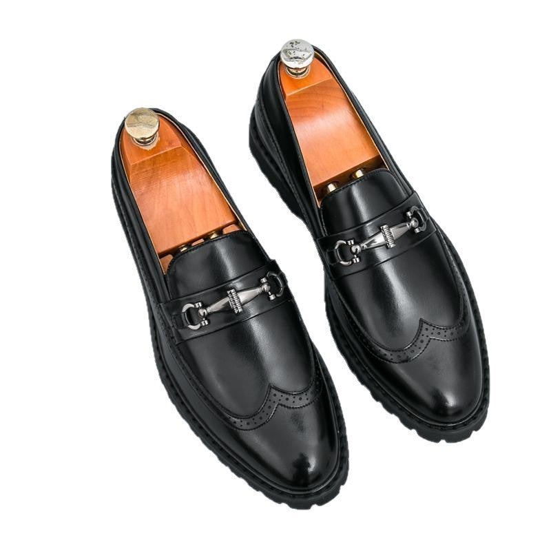 Leather Shoes For Men, Slip-On Slip-Ons, Retro British Slip-On Toe-Toe Loafers, Breathable Casual Large Size Men'S Shoes - Image 5
