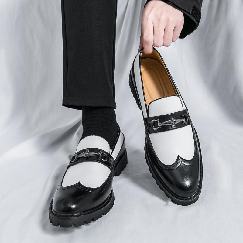 Leather Shoes For Men, Slip-On Slip-Ons, Retro British Slip-On Toe-Toe Loafers, Breathable Casual Large Size Men'S Shoes - Image 4