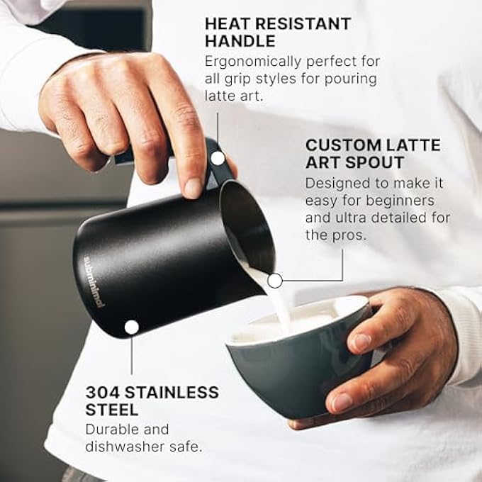 subminimal Heat Resistant Handle Stainless Steel Milk Jug Black 450Ml15Oz - Image 2