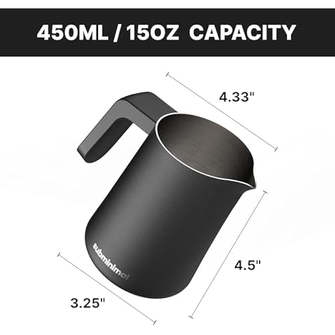 subminimal Heat Resistant Handle Stainless Steel Milk Jug Black 450Ml15Oz - Image 4