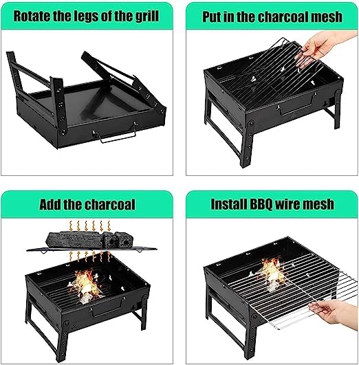WENGTY WENGTY Charcoal Grill Folding Portable Lightweight Barbecue Grill Tools for Outdoor Grilling Cooking Camping Hiking Picnics Tailgating Backpacking Party  - Image 5