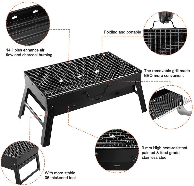 WENGTY WENGTY Charcoal Grill Folding Portable Lightweight Barbecue Grill Tools for Outdoor Grilling Cooking Camping Hiking Picnics Tailgating Backpacking Party  - Image 3